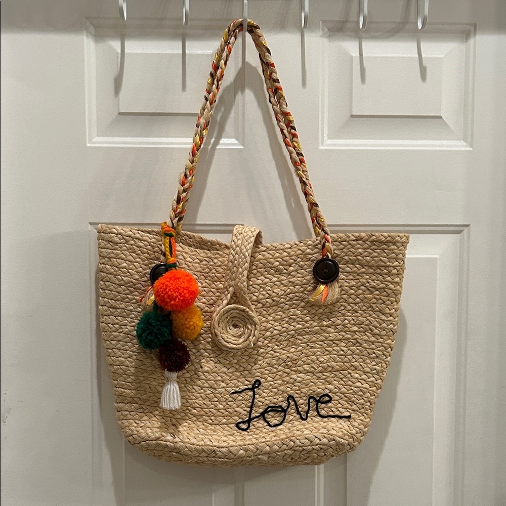 Stylish Woven Tote with Colorful Accents